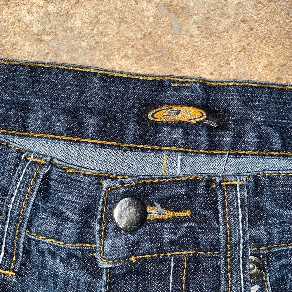 Ed Hardy Blue Relaxed Jeans with Ornate Design - Picture 2 of 3